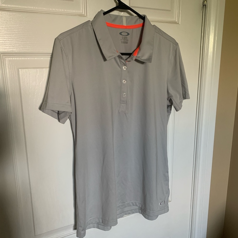Oakley Women’s Golf Polo Shirt L Gray Performance Tennis Pickleball